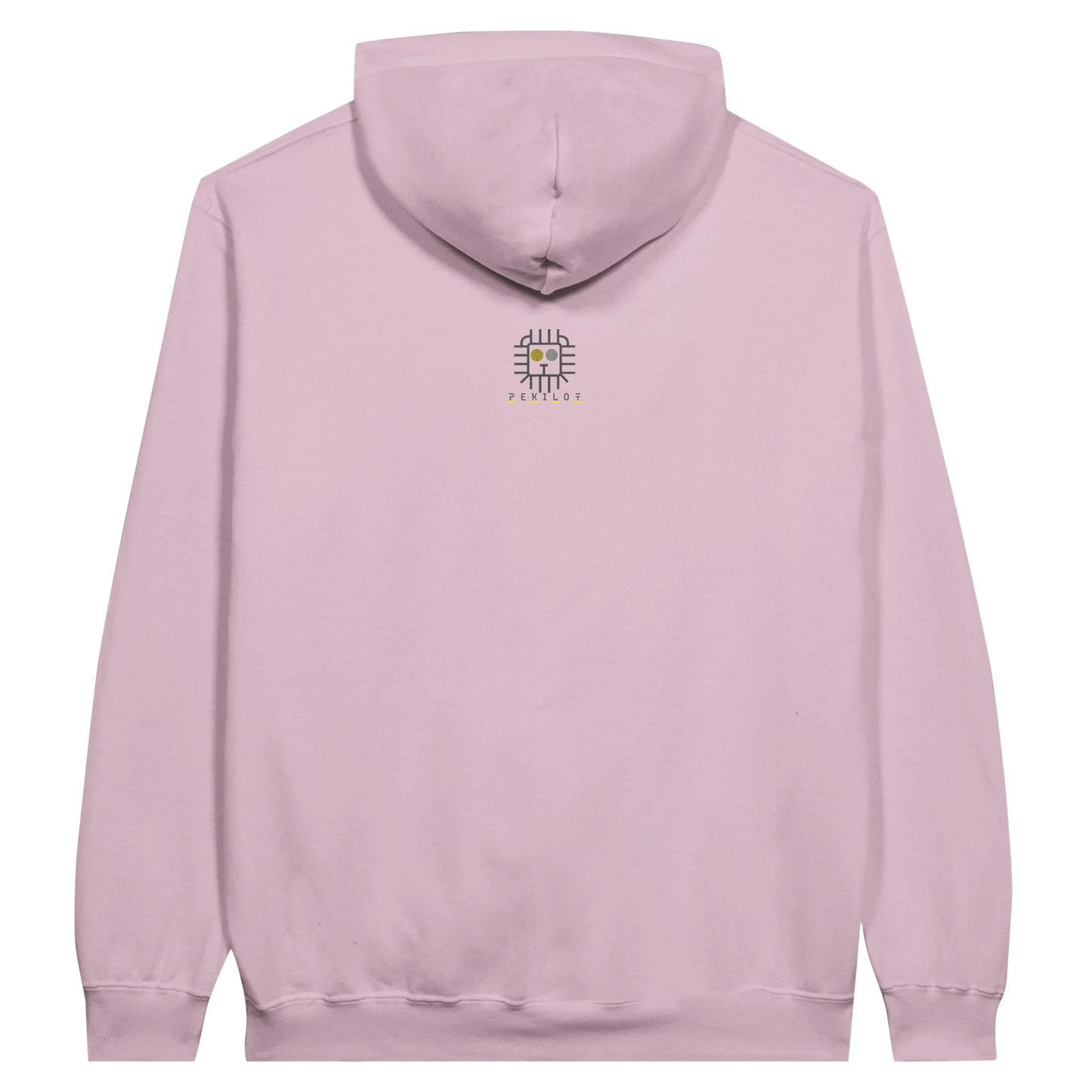 hoodie with chimpanzee artwork, back view