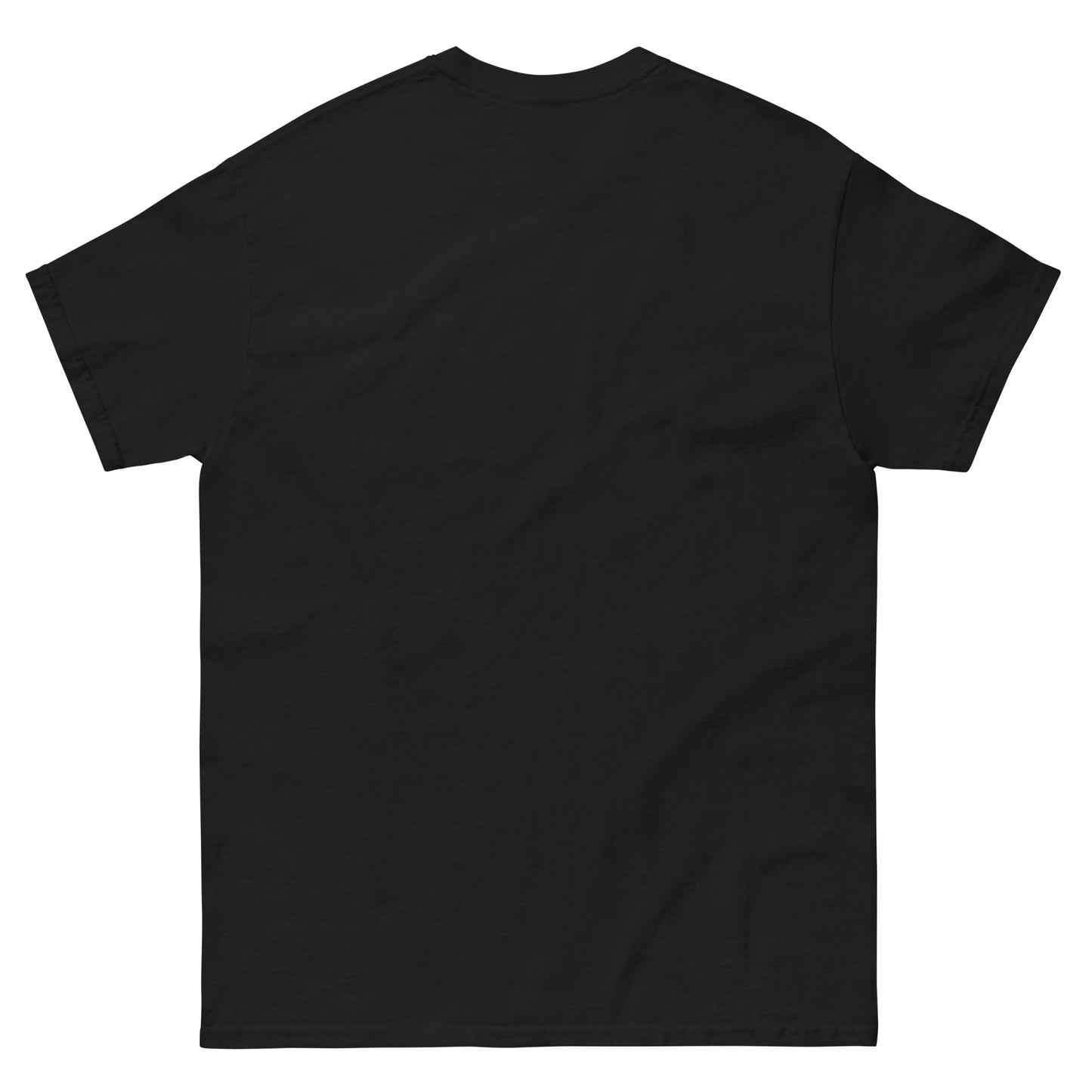 Black unisex T-shirt — blank back view