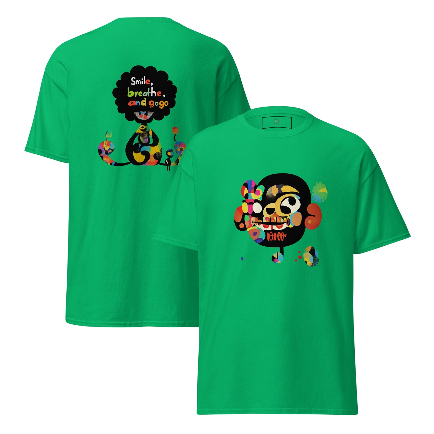 Green unisex T-shirt with colorful sugar skull front print and “Make Every Day Count” text