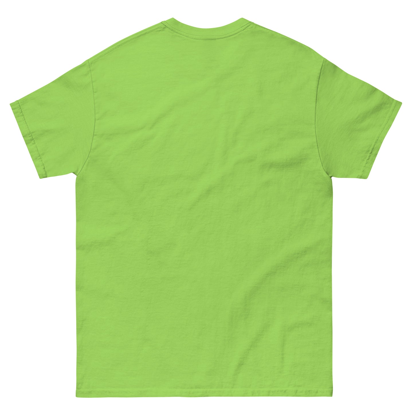 Neon green BOOMIN t-shirt, plain back view.