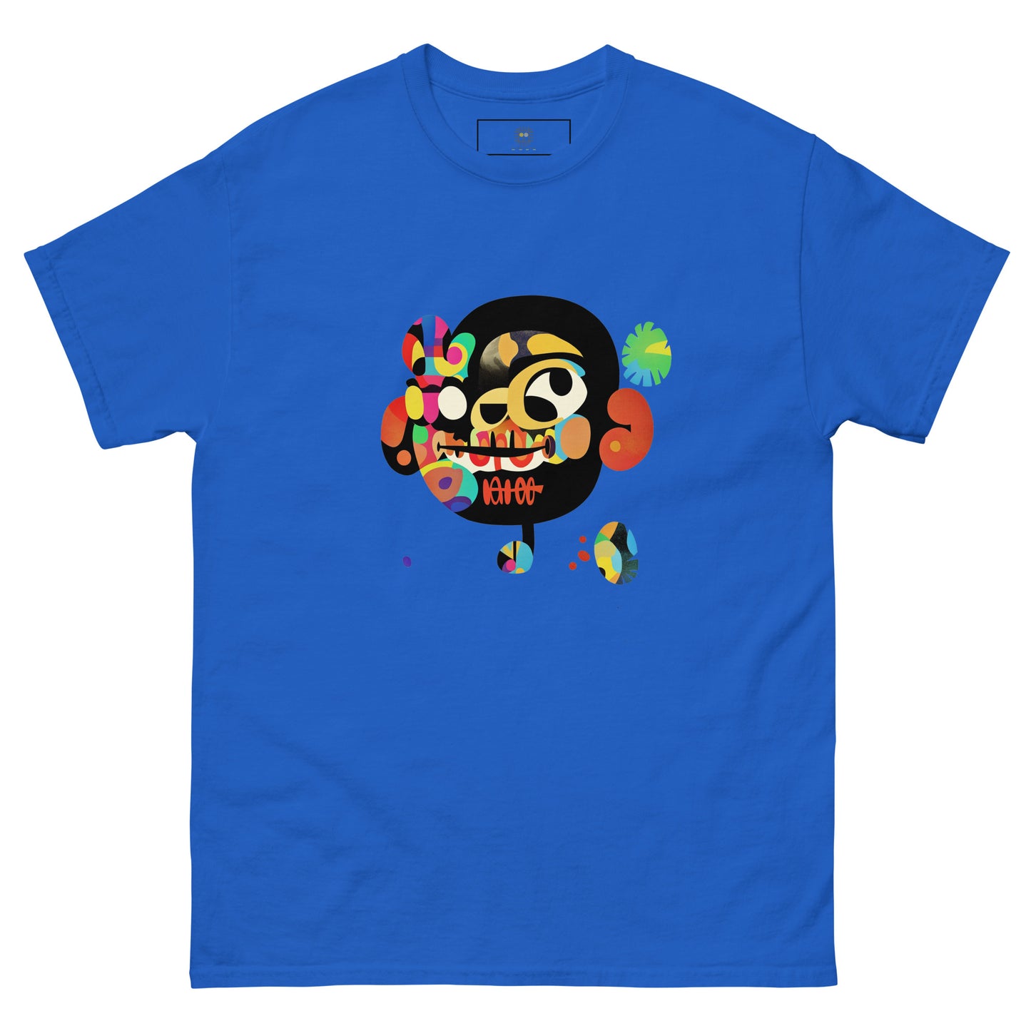 Blue unisex T-shirt with colorful sugar skull front print and “Make Every Day Count” text