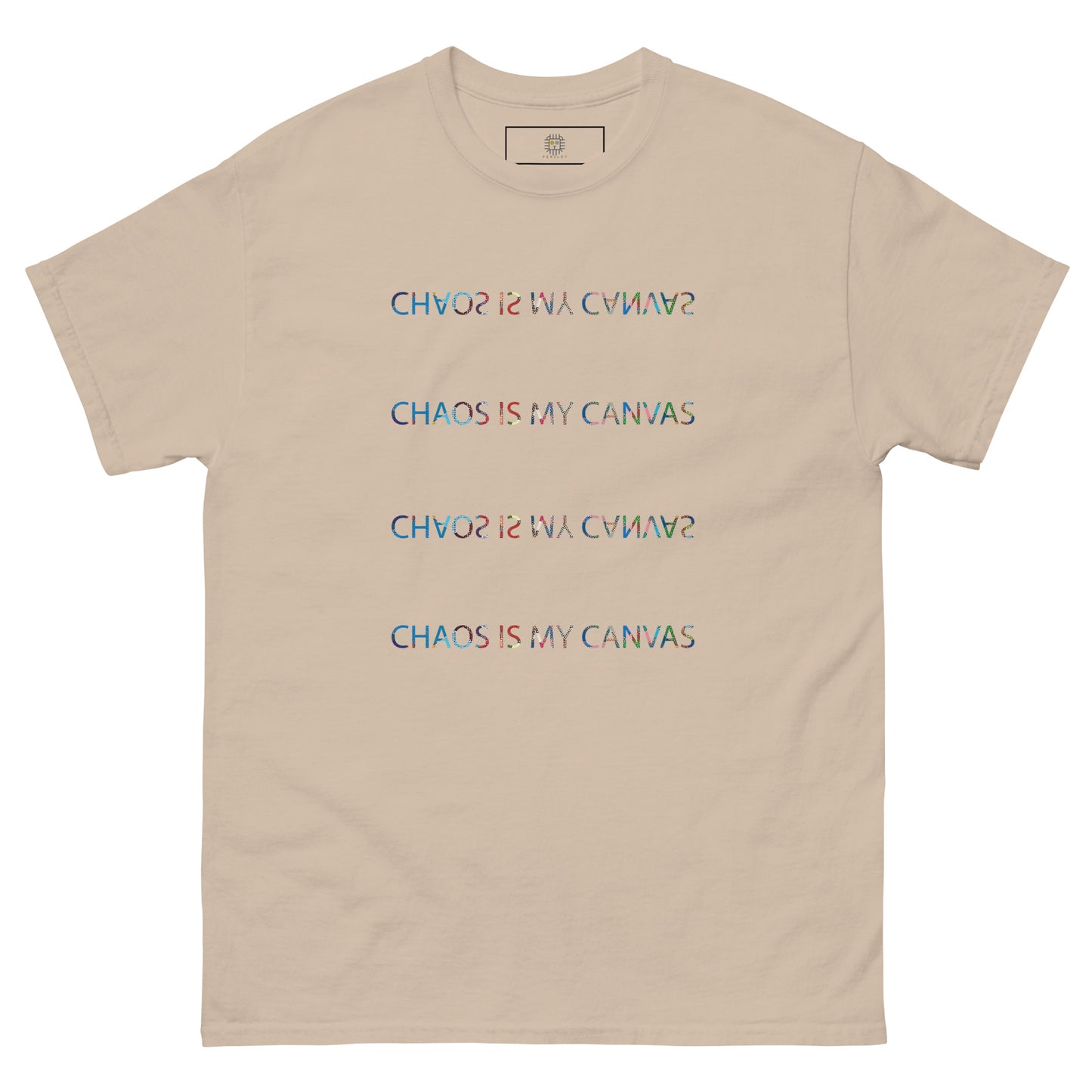 Light blue unisex T-shirt – colorful Japanese pop art portrait, frontview.