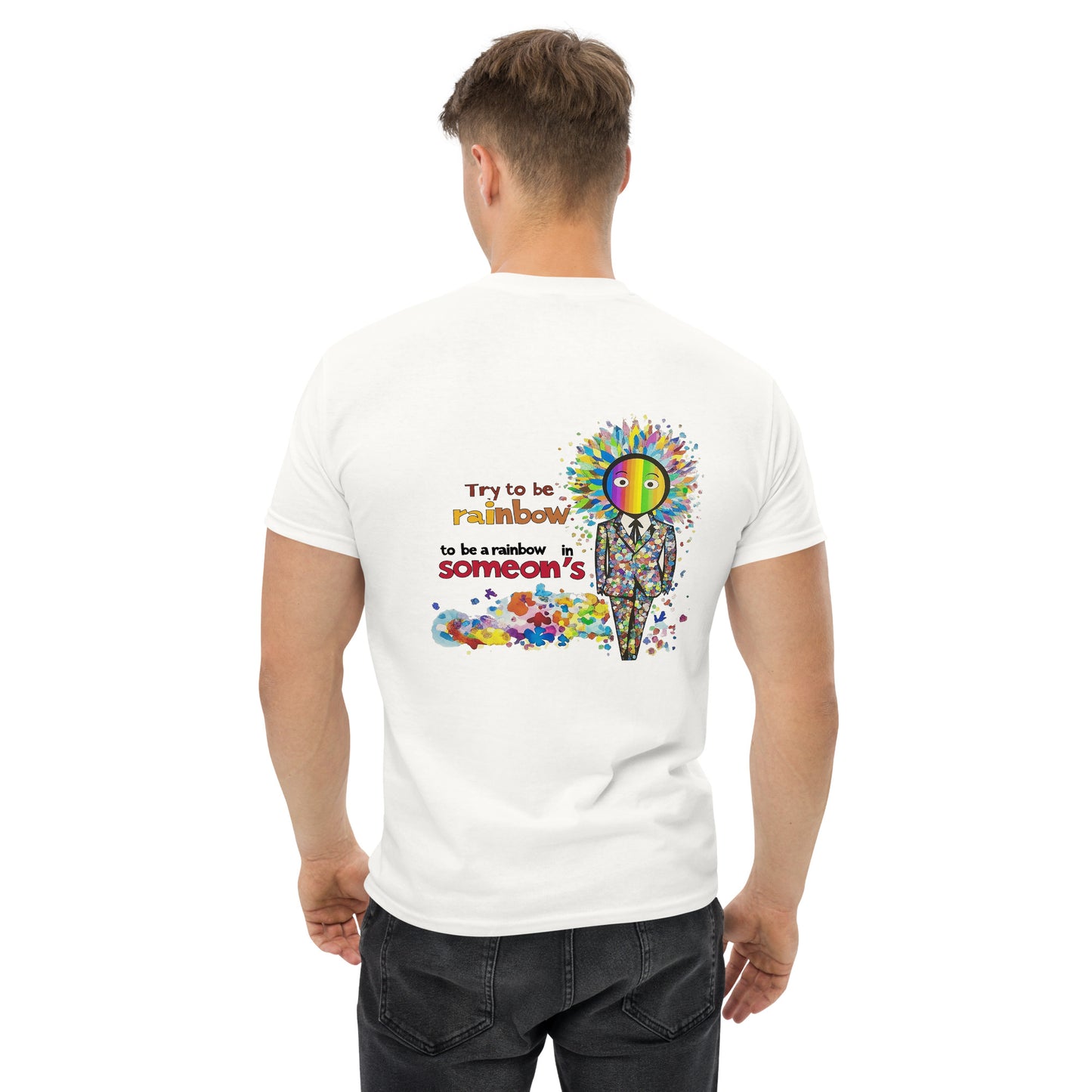 White unisex T-shirt — front left chest small skull graphic
