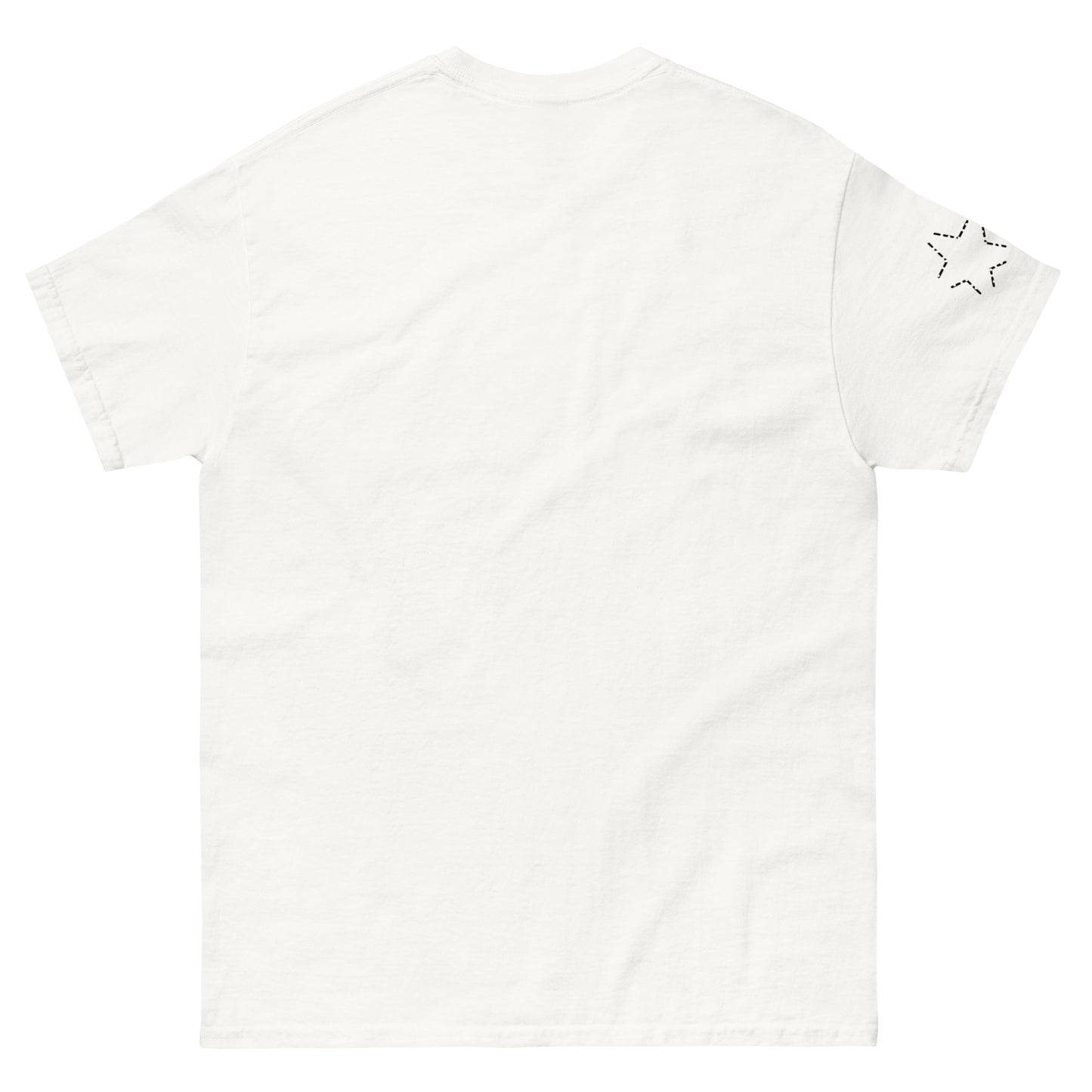 Back view of the t-shirt with a completely clean surface. The absence of any back print reinforces the front-focused composition and restrained design.