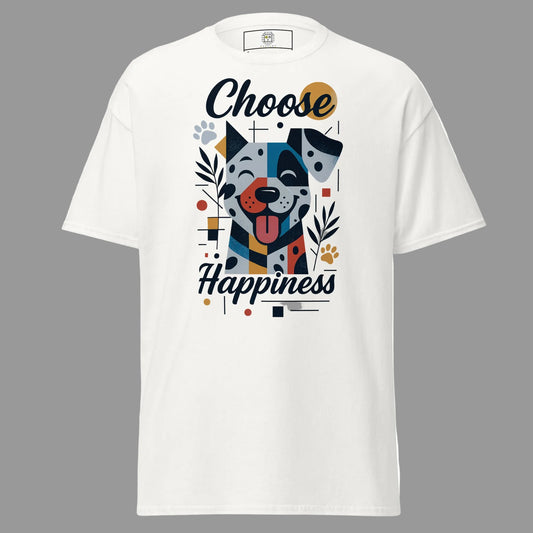cute geometric dog illustration choose happiness typography design