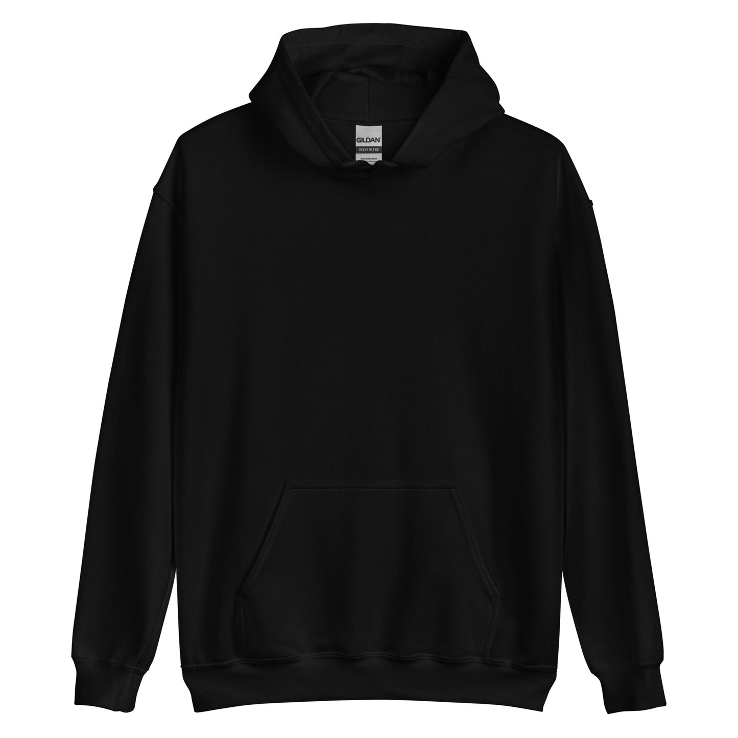 Plain black unisex hoodie front view