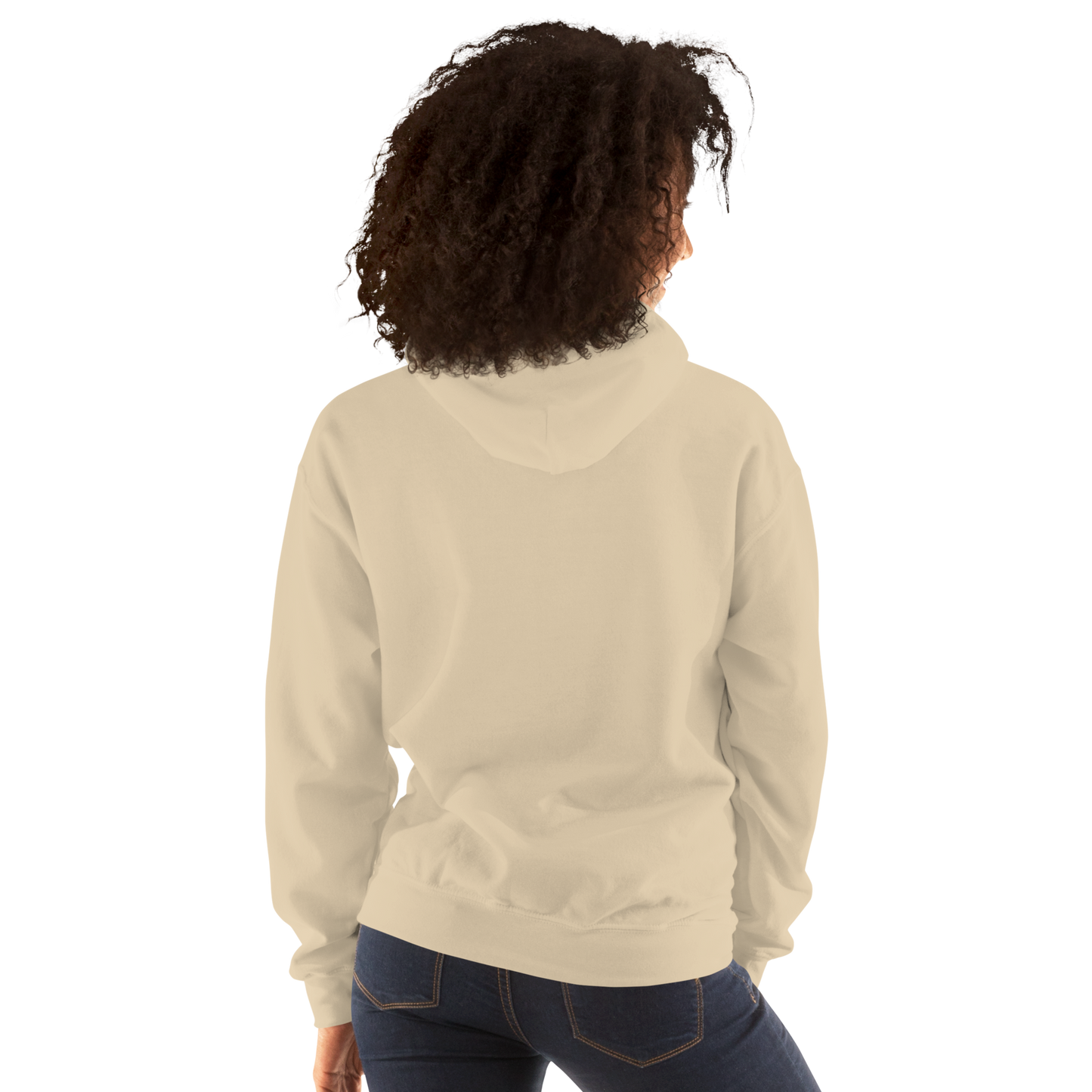 ProduBack view of a sand unisex hoodie with a clean minimalist design, relaxed fit, and comfortable everyday streetwear silhouette.ct mockup