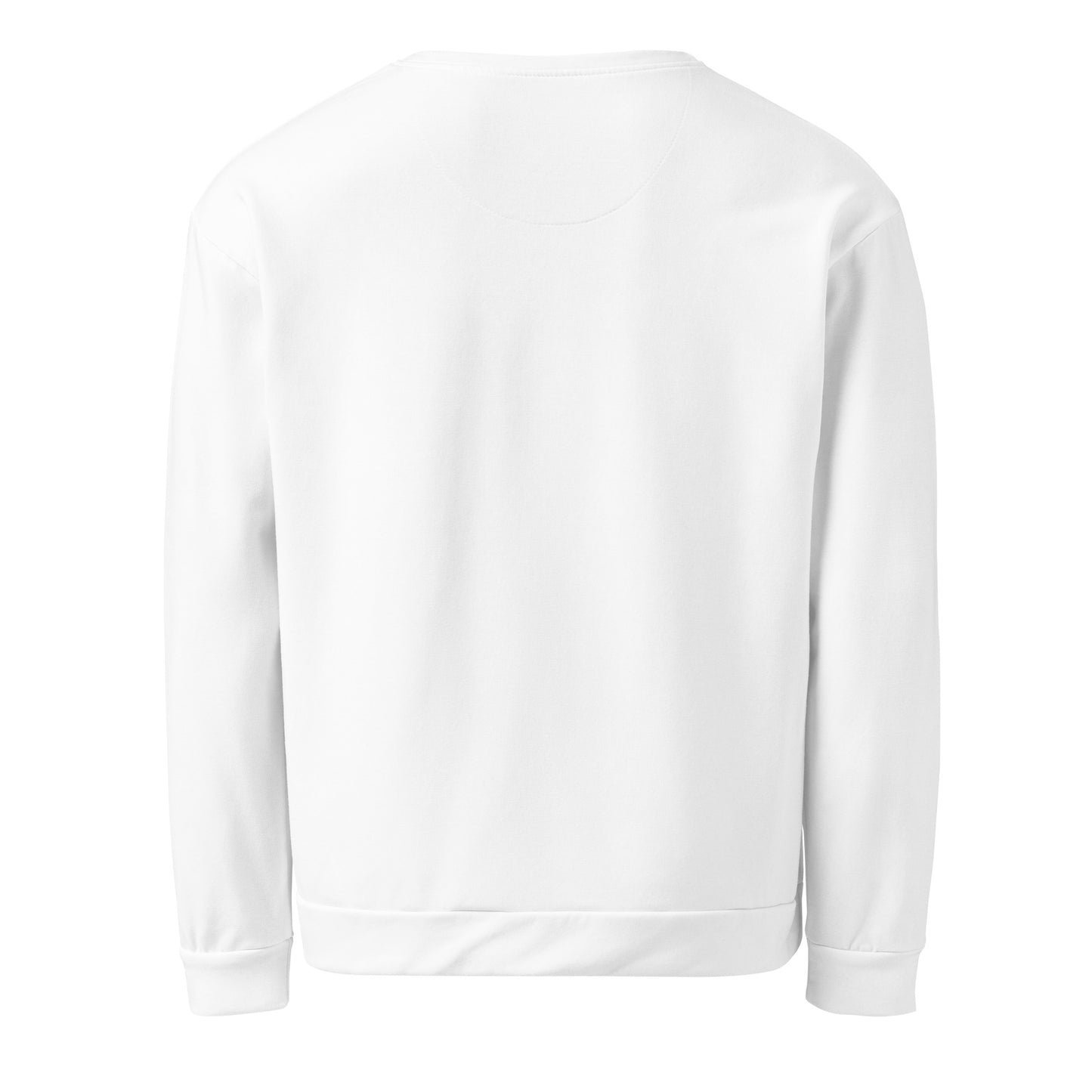 White unisex sweatshirt — back view, blank