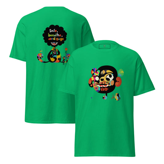 Green unisex T-shirt with colorful sugar skull front print and “Make Every Day Count” text