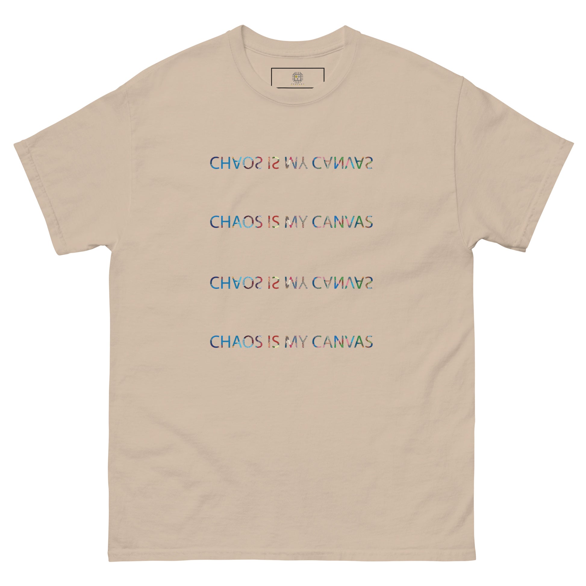 Light blue unisex T-shirt – colorful Japanese pop art portrait, frontview.