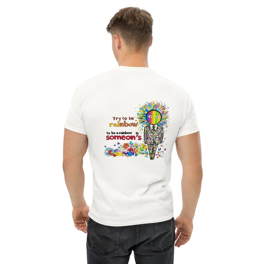 White unisex T-shirt — front left chest small skull graphic