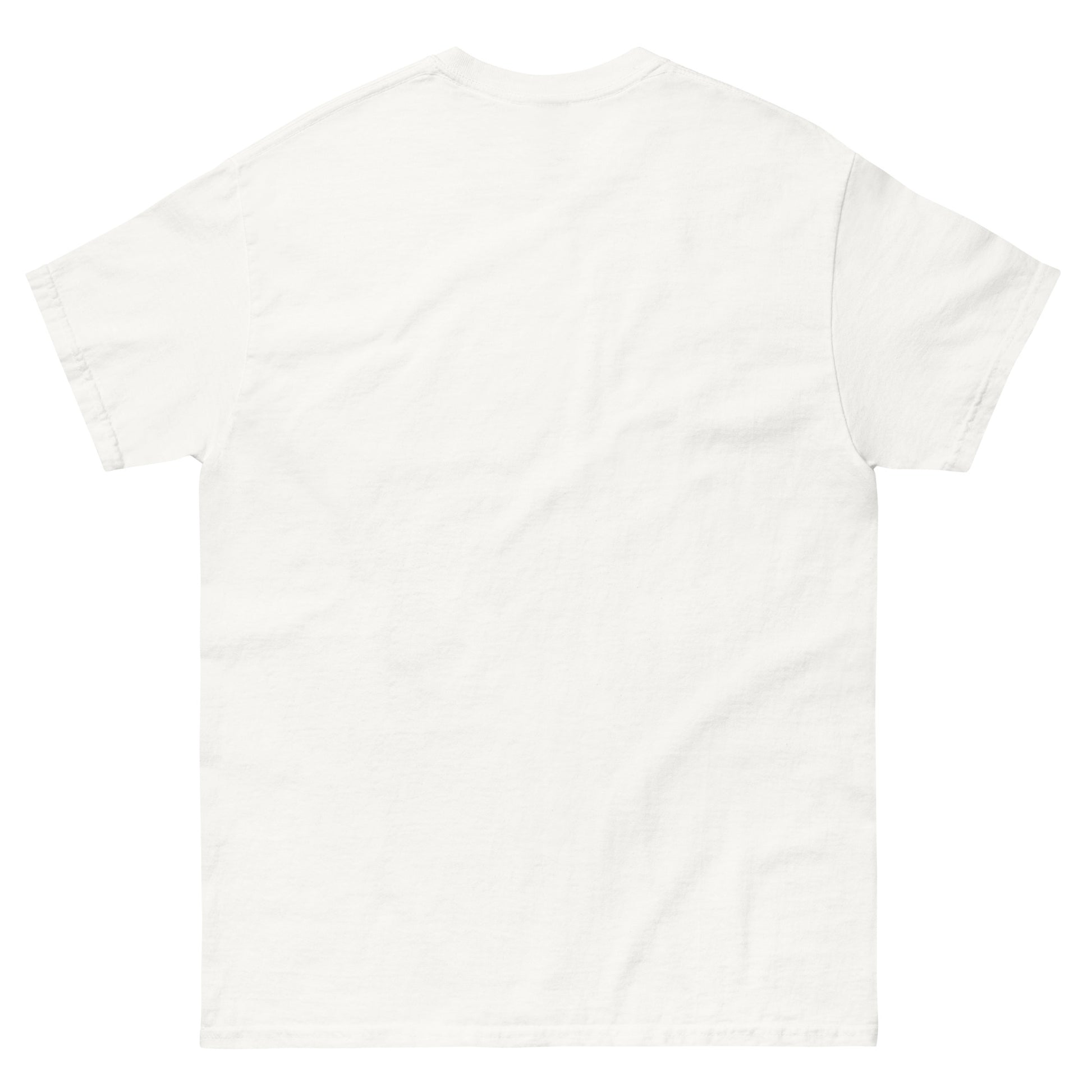 White unisex t-shirt displaying a centered symbolic peace emblem with a red heart accent and bold PUTIN lettering, part of the LEADER political art collection.