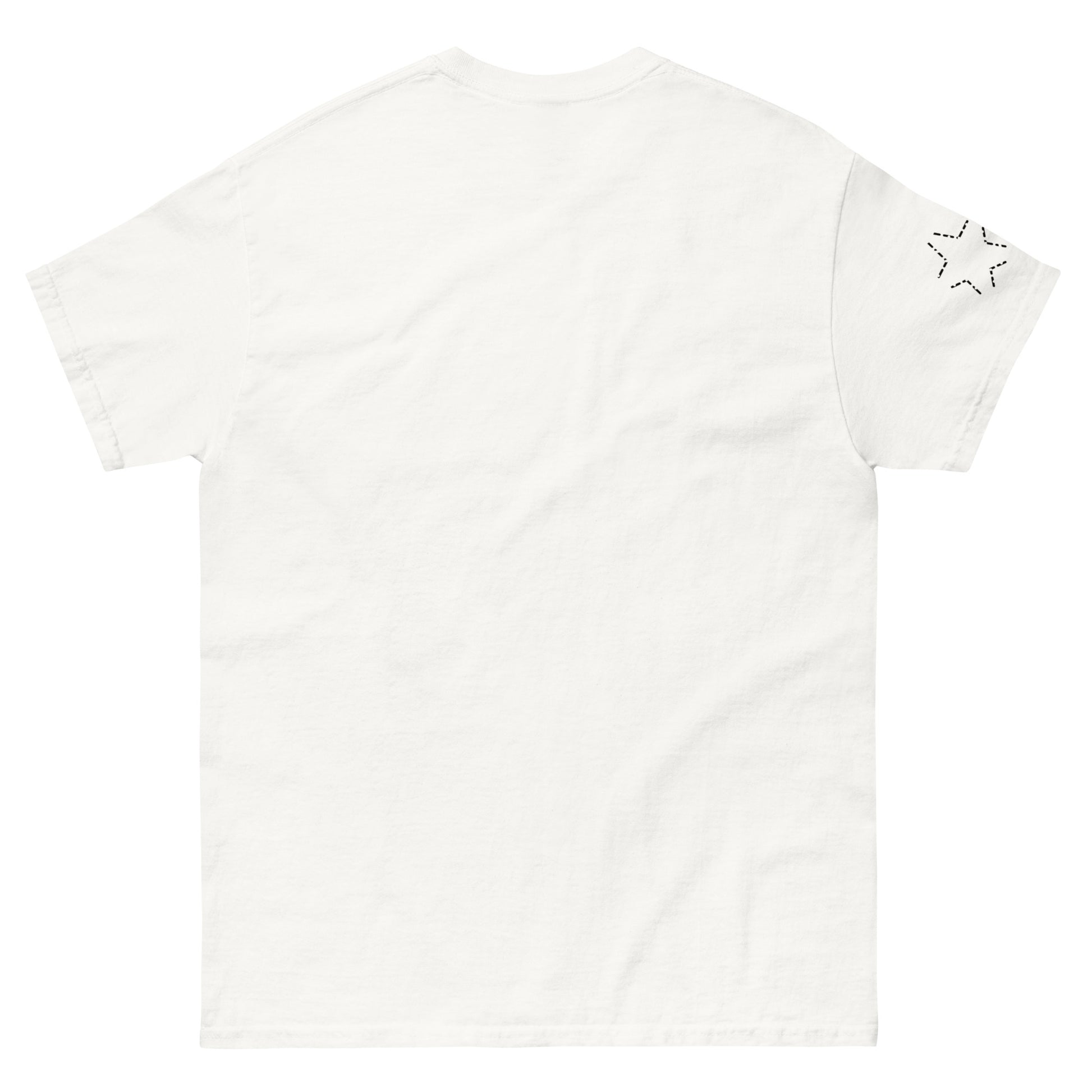 Back view of the t-shirt with a completely clean surface. The absence of any back print reinforces the front-focused composition and restrained design.