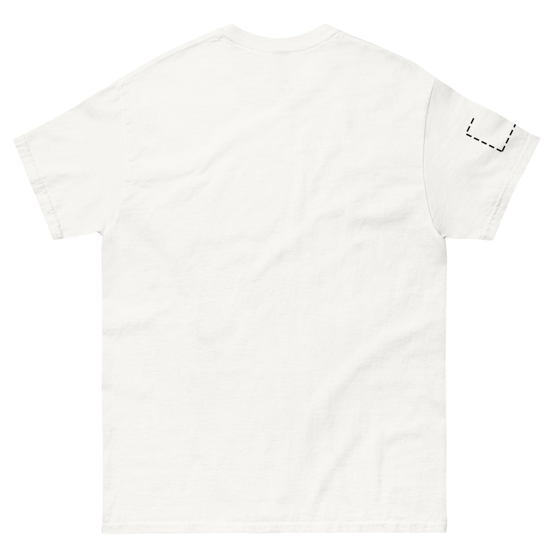 Back view of the white t-shirt with no graphics. The empty back surface maintains consistency across color variations.