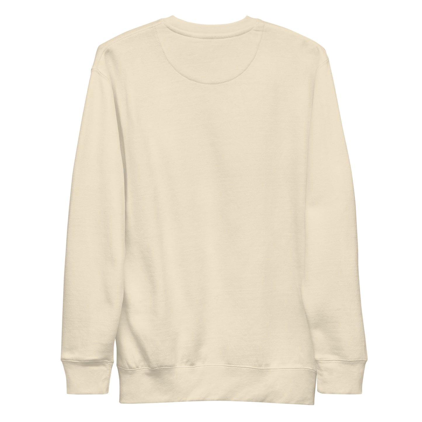 Woman wearing beige sweatshirt with bold abstract geometric face design from Mindful Moments Collection